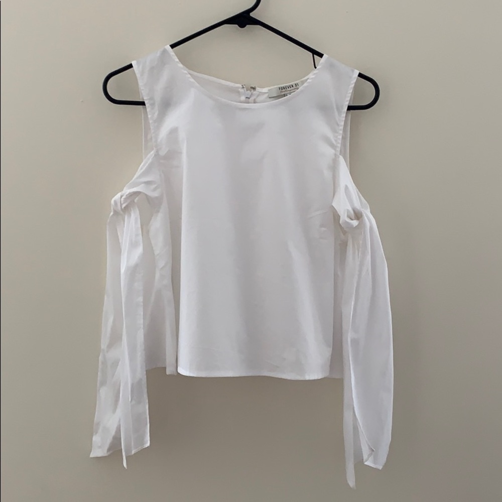 White Top with Tie Sleeves